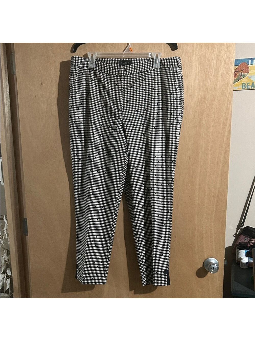 Talbots Black and White Patterned Dress Pants with Lace Trim at Hem